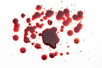 drop of blood on white background
