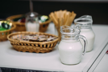 popular Ukrainian dishes on the table, Milk