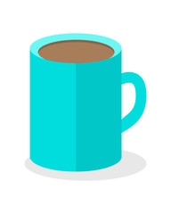 Blue Coffee Cup Isolated. Hot Strong Beverage.