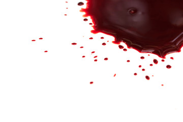 drop of blood on white background