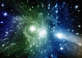 Stars, dust and gas nebula in a far galaxy