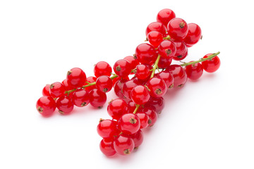 Red Currant close up isolated on white.