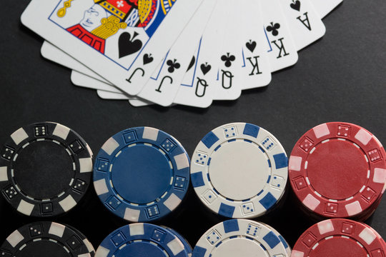 Poker chips and cards. High resolution image.