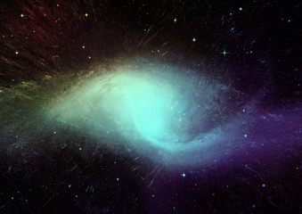 Fototapeta premium Stars, dust and gas nebula in a far galaxy