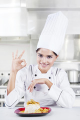 Indian chef showing ok gesture