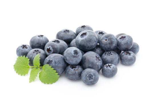 Group of fresh juisy blueberries isolated on white background.