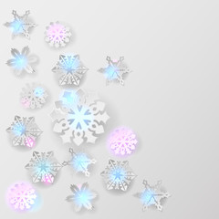 winter background with snowflakes Origami