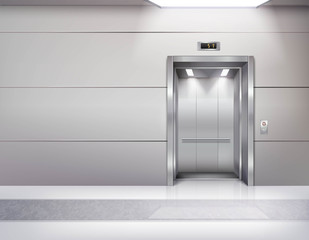 Realistic Empty Elevator Hall Interior © Macrovector