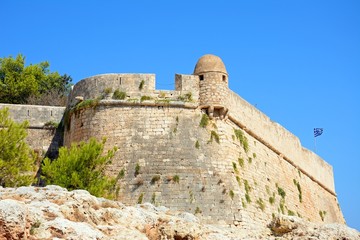 View of the Venetian castle walls, Rethymno, Crete, Greece.