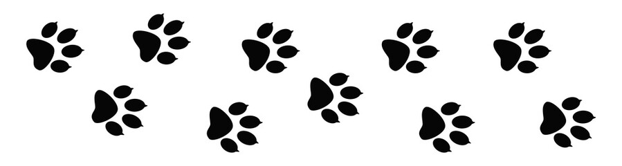 Paw prints. Animal tracks on a white isolated background. Steps animal drawn for the design of backdrops. © maestrovideo