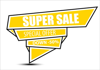 SALE,SUPER SALE,BIG SALE,DISCOUNT,50%,SHINING BANNER,SUPER OFFER LINE YELLOW