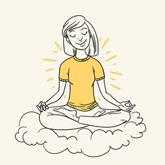 sketch of a girl in lotus pose