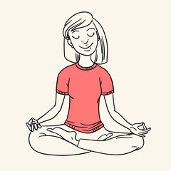sketch of a girl in lotus pose