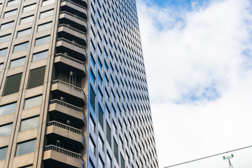 Obraz premium Blue office buildings at Akabanebashi area of Tokyo