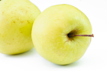 Ripe green apples close up
