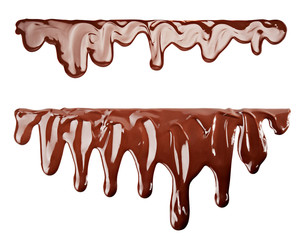 Chocolate streams isolated on white