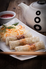 Fried Chinese Spring rolls.
