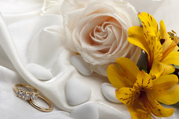  roses and wedding rings