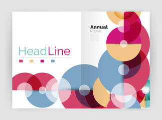 Transparent circle composition on business annual report flyer