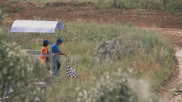 Rally on the sandy track in the field