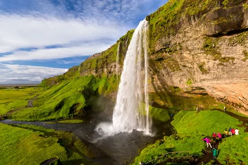 Gordijnen Seljalandsfoss een van de beroemdste IJslandse waterval © Maygutyak