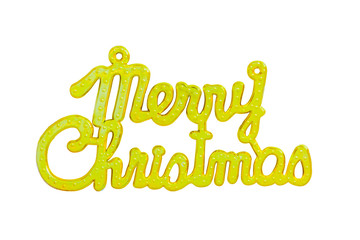 Gold color Christmas text on white background
