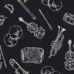 Seamless Vector Pattern With Musical Instruments