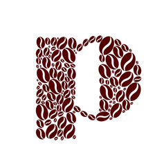 Letter  p  made of coffee beans vector set
