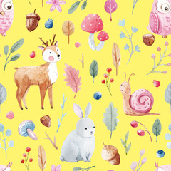 Obraz premium Watercolor baby vector pattern