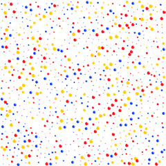 Multicolored pattern balls on white background. Vector illustration. Shiny backdrop. Art deco style. Polka dots, confetti.