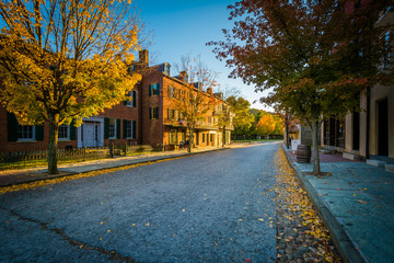 Autumn color and buildings on Shenandoah Street, in Harpers Ferr