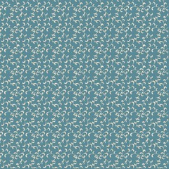 Seamless pattern made of beige leaves on blue background.