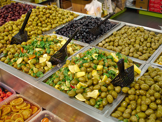 Selection of olives for sale