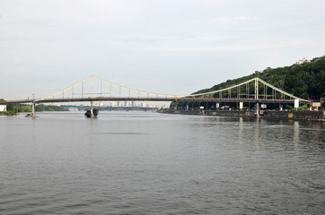 Bridge across the river Dnipro in Kyiv, Ukraine