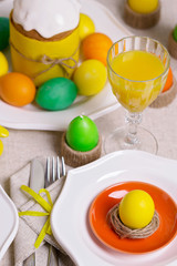 Happy Easter! Serving for the Easter table, in the yellow decor.