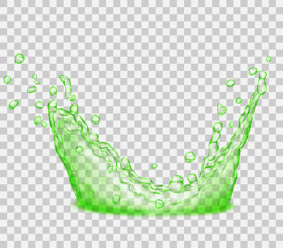 Transparent green crown from splash of water