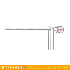 Railway barriers. Editable outline sketch. Stock vector illustration.