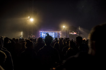 Fototapeta na wymiar Silhouettes of people during the festival.