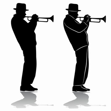 silhouette of a trumpet player. vector drawing