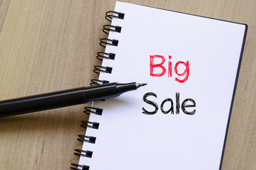 Big sale text concept on notebook