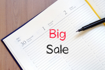 Big sale text concept on notebook