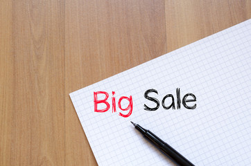 Big sale text concept on notebook