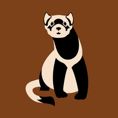 Black-Footed Ferret vector illustration style Flat
