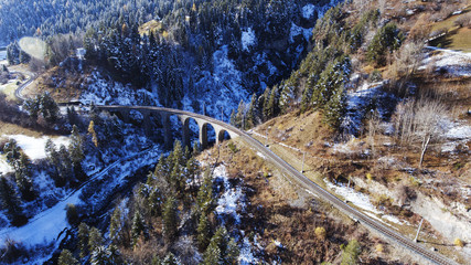 beautiful Viaduct in Switzerland, aerial view