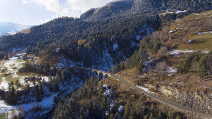 beautiful Viaduct in Switzerland, aerial view