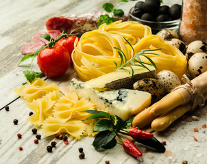 Italian food  on a  table