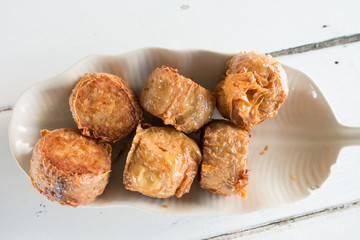 Deep Fried Crab Meat Rolls or Hoi jo , Chinese asian culture

