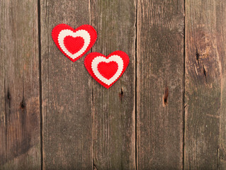 Two hearts on old boards