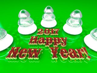 postcard - Happy New Year 2017, 3D rendering