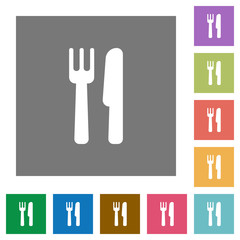 Fototapeta premium Cutlery square flat icons